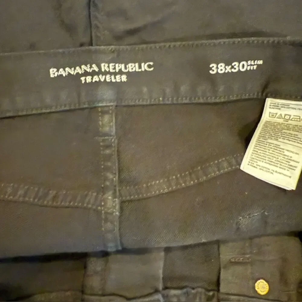 Banana Republic Traveler Stretch‎ Cotton Black Chino Pants Size 38 X 26 (hemmed)